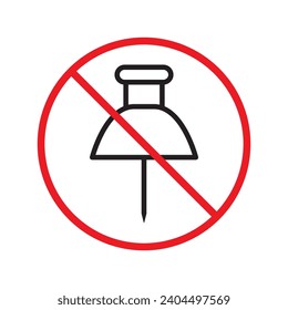 Forbidden pin icon. No pin vector icon. No pin pictogram. Prohibited cutted pizza vector icon. Warning, danger, caution, attention, restriction flat sign design.