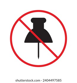 Forbidden pin icon. No pin vector icon. No pin pictogram. Prohibited cutted pizza vector icon. Warning, danger, caution, attention, restriction flat sign design.