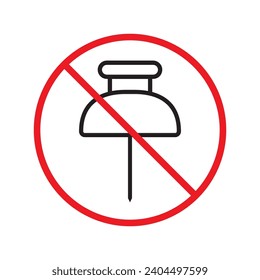 Forbidden pin icon. No pin vector icon. No pin pictogram. Prohibited cutted pizza vector icon. Warning, danger, caution, attention, restriction flat sign design.