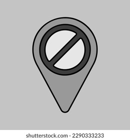 Forbidden pin map isolated icon. Map pointer. Demonstration, manifestation, protest, strike, revolution. Graph symbol for your web site design, logo, app, UI