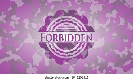 Forbidden pink on camo pattern. Vector Illustration. Detailed. 