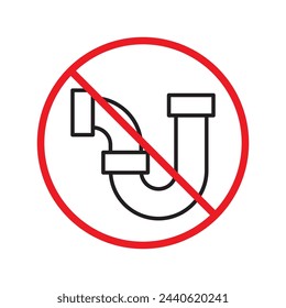 Forbidden pipe vector icon. Do not use pipeline flat sign design. Warning, caution, attention, restriction, danger flat sign design. No tube symbol pictogram