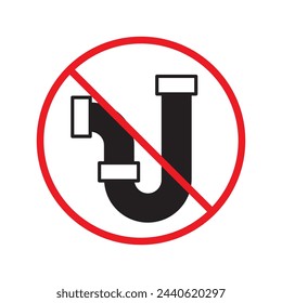 Forbidden pipe vector icon. Do not use pipeline flat sign design. Warning, caution, attention, restriction, danger flat sign design. No tube symbol pictogram