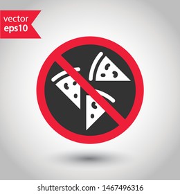 Forbidden pizza icon. No food vector icon. No pizza pictogram. Prohibited cutted pizza vector icon. Warning, danger, caution, attention, restriction flat sign design. Do not eat icon.