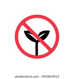 Forbidden plant icon, do not touch plant sign, prohibited leaf symbol - Vector