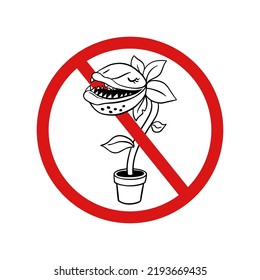 Icono de planta prohibida, no tocar el símbolo de planta, símbolo de hoja prohibida - Vector