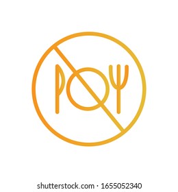 diseño de icono de estilo con gradiente de plato prohibido y cubiertos, menú del restaurante de comida cena comida comida comida comida comida comida comida y comida temática vectorial ilustración