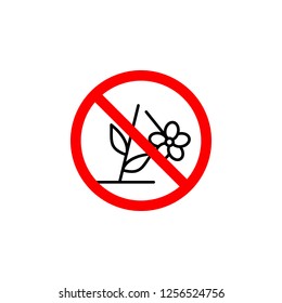 Forbidden plucking flower icon on white background can be used for web, logo, mobile app, UI, UX 