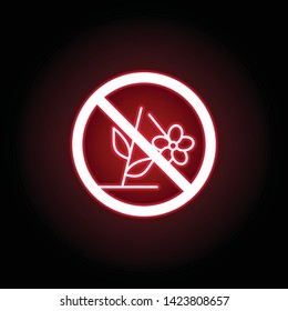 Forbidden plucking flower icon in red neon style. can be used for web, logo, mobile app, UI, UX 