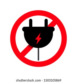 Forbidden plug connection icon. No plug sign.