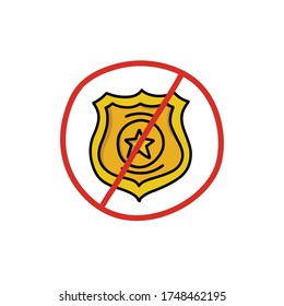 forbidden police badge doodle icon, vector illustration