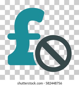 Forbidden Pound Payment vector icon. Illustration style is a flat iconic bicolor soft blue symbol on a transparent background.
