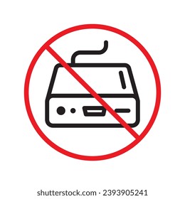 Forbidden power bank vector icon. Warning, caution, attention, restriction, label, ban, danger. No charger flat sign design pictogram symbol. No power bank recharger icon UX UI