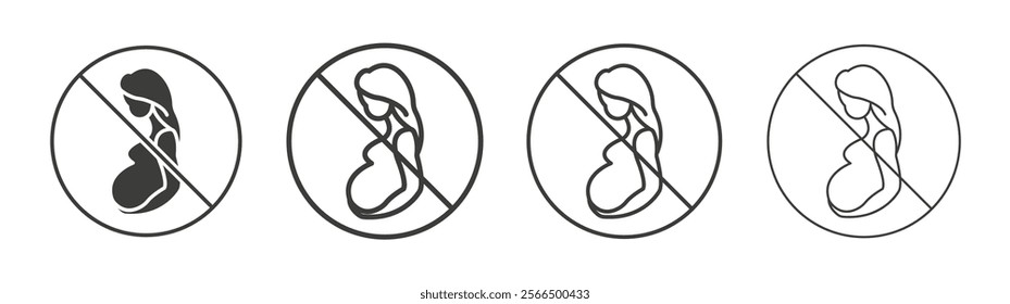 Forbidden pregnant icon flat and linear vector illustration on white background.
