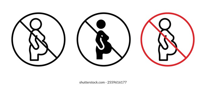 Forbidden pregnant icon set in black and blue colors