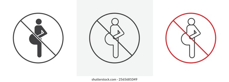 Forbidden pregnant icons in black and colored versions