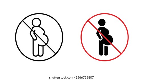 Forbidden pregnant icons in Thin line black color. flat simple vector symbols illustration.