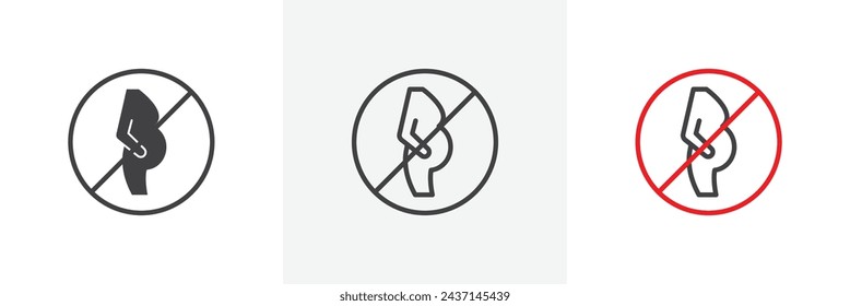 Diseño de estilo de icono de línea aislada de embarazo prohibido. Ilustración vectorial simple