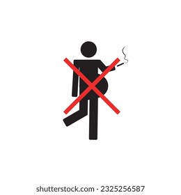 Forbidden pregnant women to smoke sign. Crossed out pregnant and cigarette