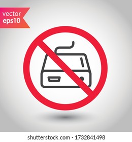 Prohibido Advertencia, precaución, atención, restricción. Icono vector del disco duro. Icono de disco duro externo. Signo plano de unidad de disco duro. Icono de banco de energía portátil