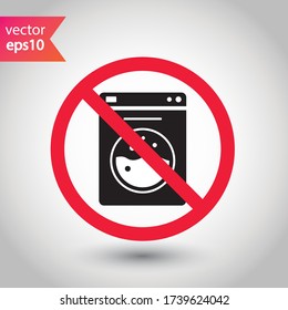 Prohibido Advertencia, precaución, atención, peligro de restricción. No hay icono del vector Washer. Diseño de señales planas del lavaparabrisas. No usar el pictograma del símbolo de la máquina de lavado