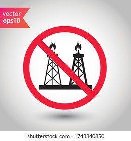 Forbidden Prohibited Warning, caution, attention, restriction label danger. Oil rocking chair vector icon. Do not use Oil pump flat sign design. Petroleum rocking chair symbol pictogram