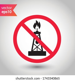 Forbidden Prohibited Warning, caution, attention, restriction label danger. Oil rocking chair vector icon. Do not use Oil pump flat sign design. Petroleum rocking chair symbol pictogram