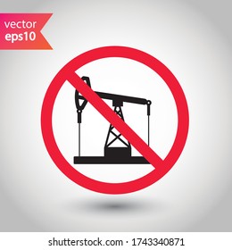 Prohibido Advertencia, precaución, atención, peligro de restricción. Icono vectorial de la mecedora de aceite. No utilice el diseño de la señal plana de la bomba de aceite. Pictograma del símbolo de la mecedora de petróleo