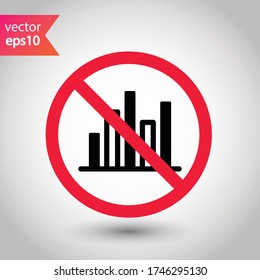 Forbidden Prohibited Warning, caution, attention, restriction label danger. Do not use Chart vector icon. Graph flat sign design. No Infographic chart symbol pictogram