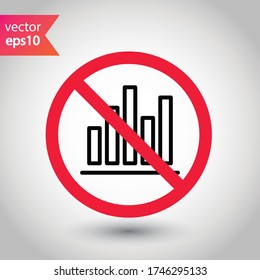 Forbidden Prohibited Warning, caution, attention, restriction label danger. Do not use Chart vector icon. Graph flat sign design. No Infographic chart symbol pictogram