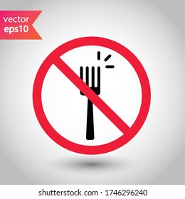 Forbidden Prohibited Warning, caution, attention, restriction label danger, ban. Do not use Fork vector icon. Fork flat sign design. Fork symbol pictogram