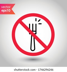 Forbidden Prohibited Warning, caution, attention, restriction label danger, ban. Do not use Fork vector icon. Fork flat sign design. Fork symbol pictogram