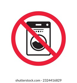 Verbotene Warnung, Vorsicht, Aufmerksamkeit, Restriktionskennzeichnung Gefahr. Kein Washer-Vektorsymbol. Washer-Flachzeichen-Design. Verwenden Sie kein Piktogramm für das Symbol der Waschmaschine