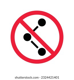 Prohibido Advertencia, precaución, atención, restricción. Compartir pictograma. Icono de compartición vectorial. Compartir diseño de signo plano. 