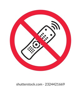 Forbidden Prohibited Warning, caution, attention, restriction label danger. No Remote controller vector icon. Remote control flat sign design. Tv Television remote controller symbol pictogram