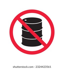 Forbidden Prohibited Warning, caution, attention, restriction label danger. Oil barrel vector icon. Crude oil flat sign design. Do not use Oil can symbol pictogram