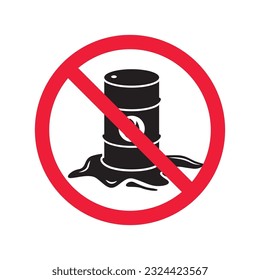 Forbidden Prohibited Warning, caution, attention, restriction label danger. Oil barrel vector icon. Crude oil flat sign design. Do not use Oil can symbol pictogram