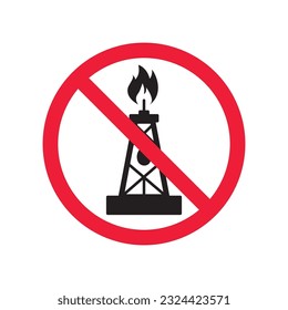 Forbidden Prohibited Warning, caution, attention, restriction label danger. Oil rocking chair vector icon. Do not use Oil pump flat sign design. Petroleum rocking chair symbol pictogram