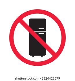 Prohibido Advertencia, precaución, atención, peligro de restricción. No hay icono vectorial del refrigerador. Diseño de señas planas fritas. No utilice el pictograma del símbolo de congelación. Icono de Frig. Signo de refrigerador