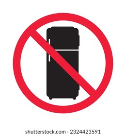 Forbidden Prohibited Warning, caution, attention, restriction label danger. No Refrigerator vector icon. Frig flat sign design. Do not use Freezer symbol pictogram. Frig icon. Refrigerator sign