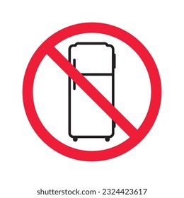 Prohibido Advertencia, precaución, atención, peligro de restricción. No hay icono vectorial del refrigerador. Diseño de señas planas fritas. No utilice el pictograma del símbolo de congelación. Icono de Frig. Signo de refrigerador