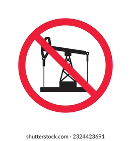 Forbidden Prohibited Warning, caution, attention, restriction label danger. Oil rocking chair vector icon. Do not use Oil pump flat sign design. Petroleum rocking chair symbol pictogram