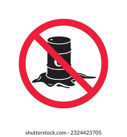 Prohibido Advertencia, precaución, atención, peligro de restricción. Icono del vector del barril de petróleo. Diseño de letreros planos de petróleo crudo. No usar el aceite puede símbolo pictograma
