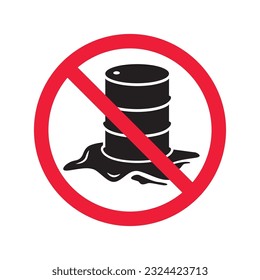 Forbidden Prohibited Warning, caution, attention, restriction label danger. Oil barrel vector icon. Crude oil flat sign design. Do not use Oil can symbol pictogram