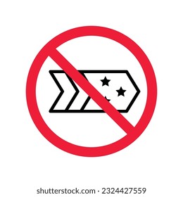 Forbidden Prohibited Warning, caution, attention, restriction label danger. No Medal vector icon. Do not use Medal flat sign design. Medal symbol pictogram. No Rank icon