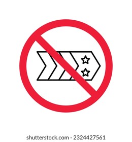 Forbidden Prohibited Warning, caution, attention, restriction label danger. No Medal vector icon. Do not use Medal flat sign design. Medal symbol pictogram. No Rank icon