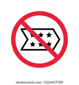 Forbidden Prohibited Warning, caution, attention, restriction label danger. No Medal vector icon. Do not use Medal flat sign design. Medal symbol pictogram. No Rank icon
