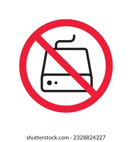 Forbidden Prohibited Warning, caution, attention, restriction. Hard drive vector icon. External hard disk icon. Hard disk drive flat sign. Portable Power bank icon