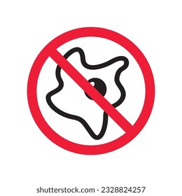 Forbidden Prohibited Warning, caution, attention, restriction, label. Egg sign design. Egg vector icon. Egg flat symbol. EPS 10 pictogram