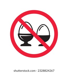 Forbidden Prohibited Warning, caution, attention, restriction, label. Egg sign design. Egg vector icon. Egg flat symbol. EPS 10 pictogram